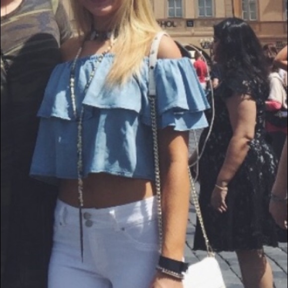 Off the shoulder chambray top - Picture 3 of 8